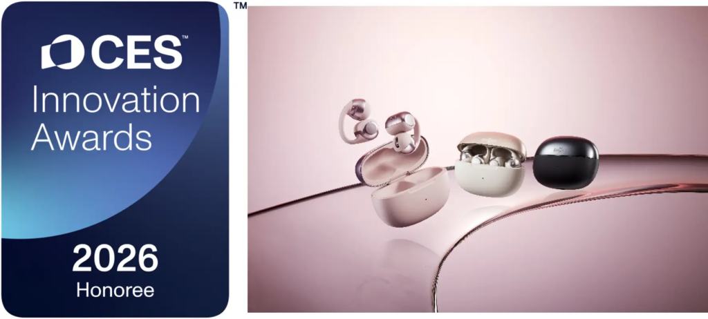 オープンイヤー型イヤホンメーカーShokzのイヤーカフ型イヤホン「OpenDots ONE」がCES Innovation Awards®を受賞!